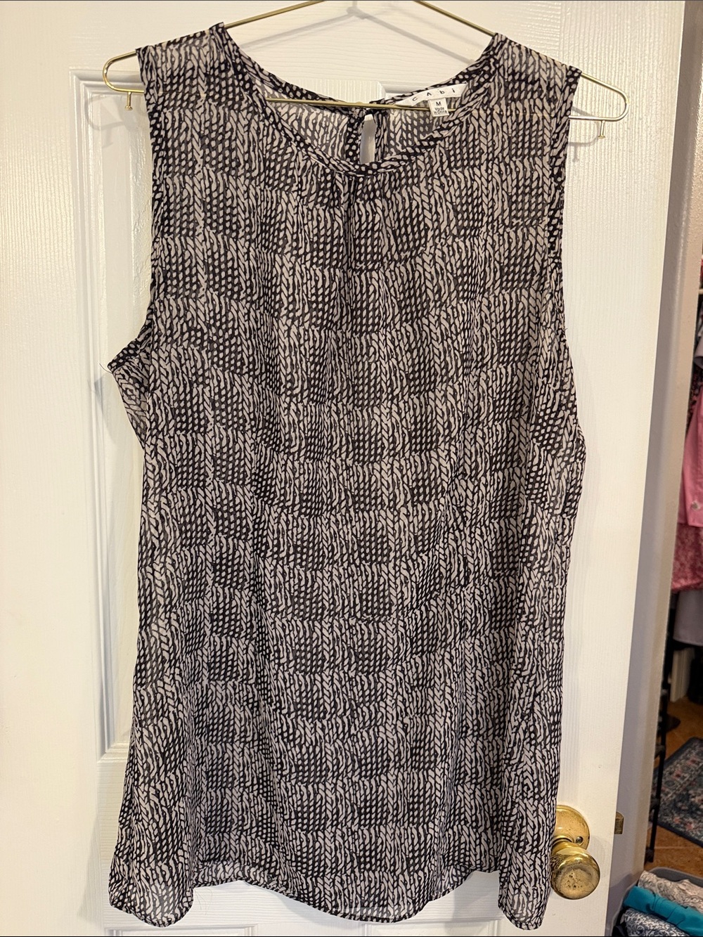 CAbi Black & White Printed Sleeveless Camisole